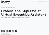 UDEMY Certificate for Executive Virtual Assistant