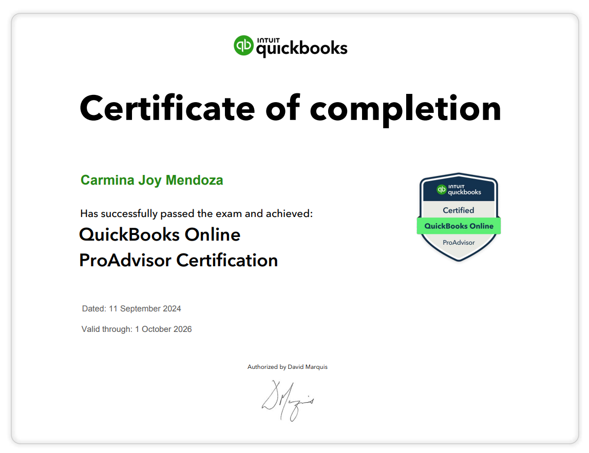 QuickBooks Online ProAdvisor Certification