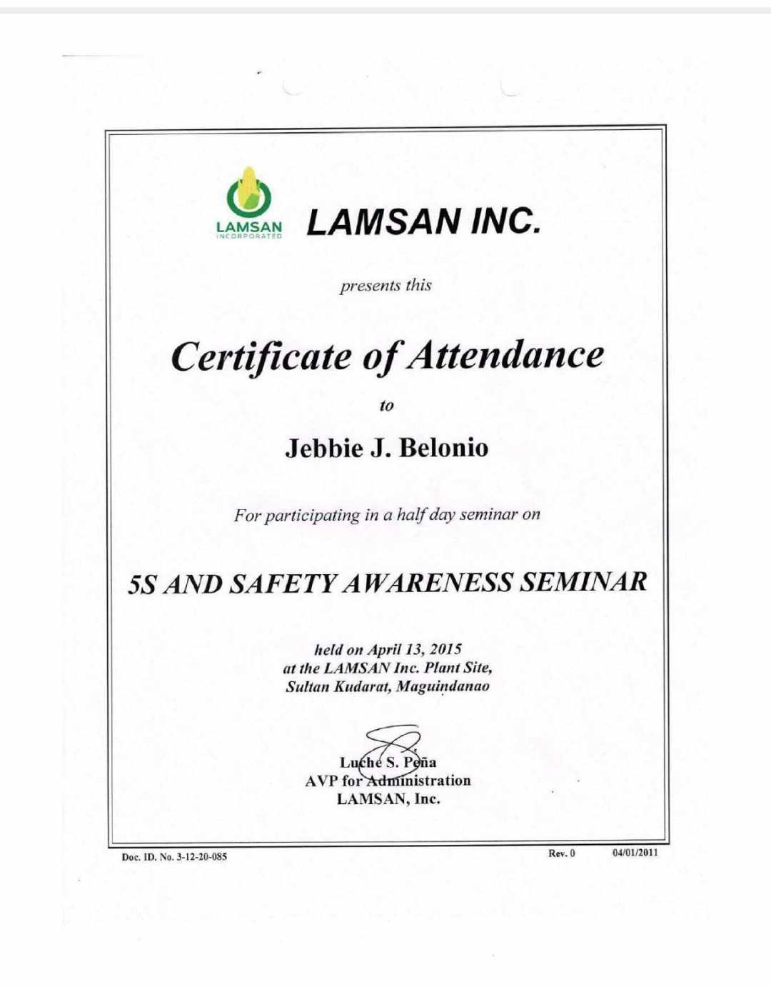 5s and Safety Awareness Seminar- Lamsan Inc.