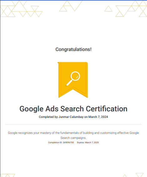 GOOGLE ADS SEARCH CERTIFICATE