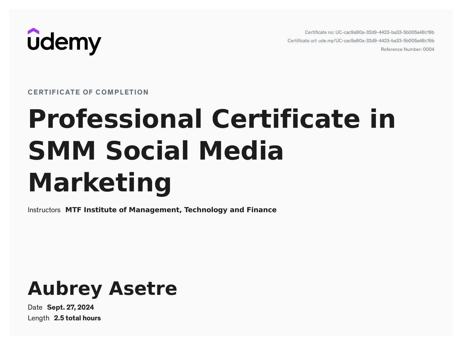 Social Media Marketing Certificate