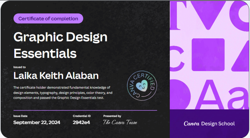 Canva Graphic Design Essential - Training Certificate