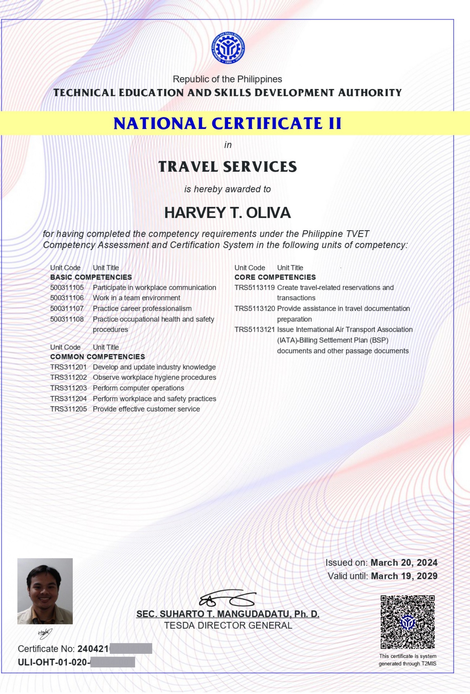 NCII Travel Service Certification