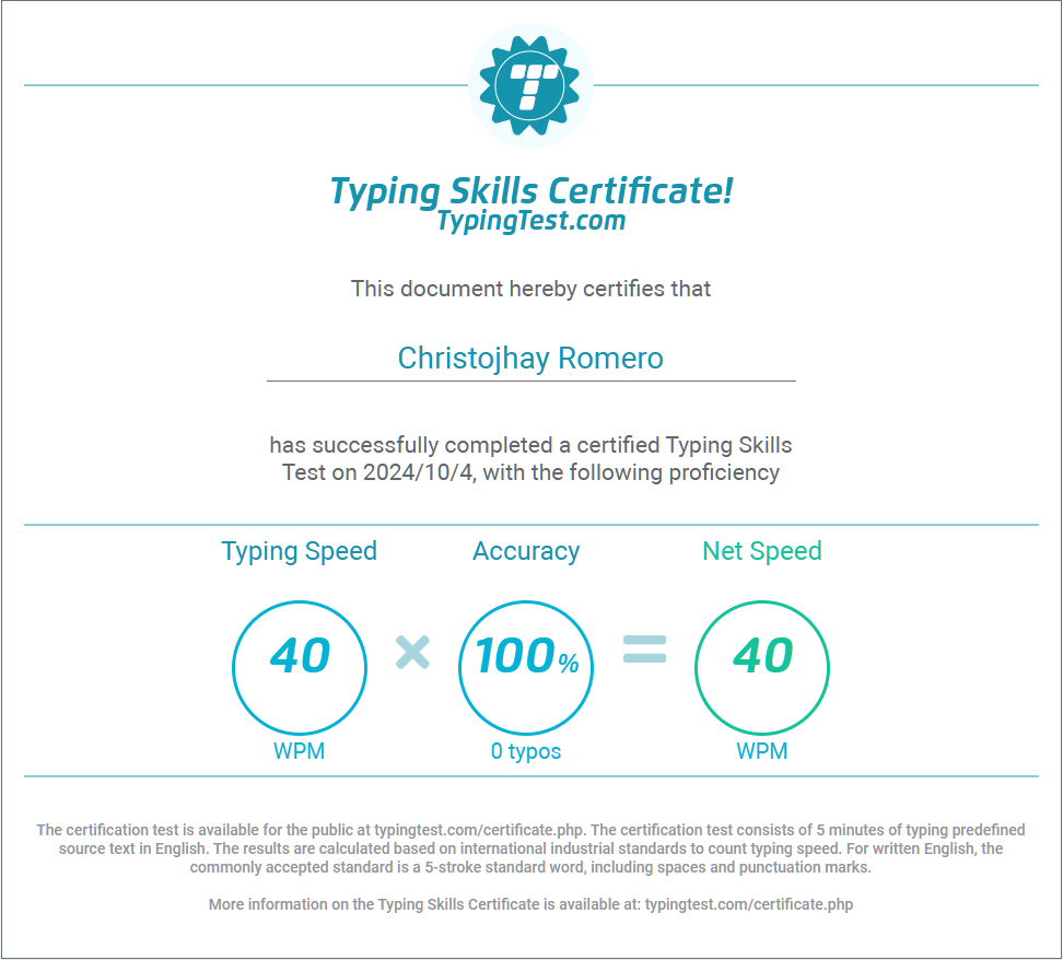 Typing Test Result