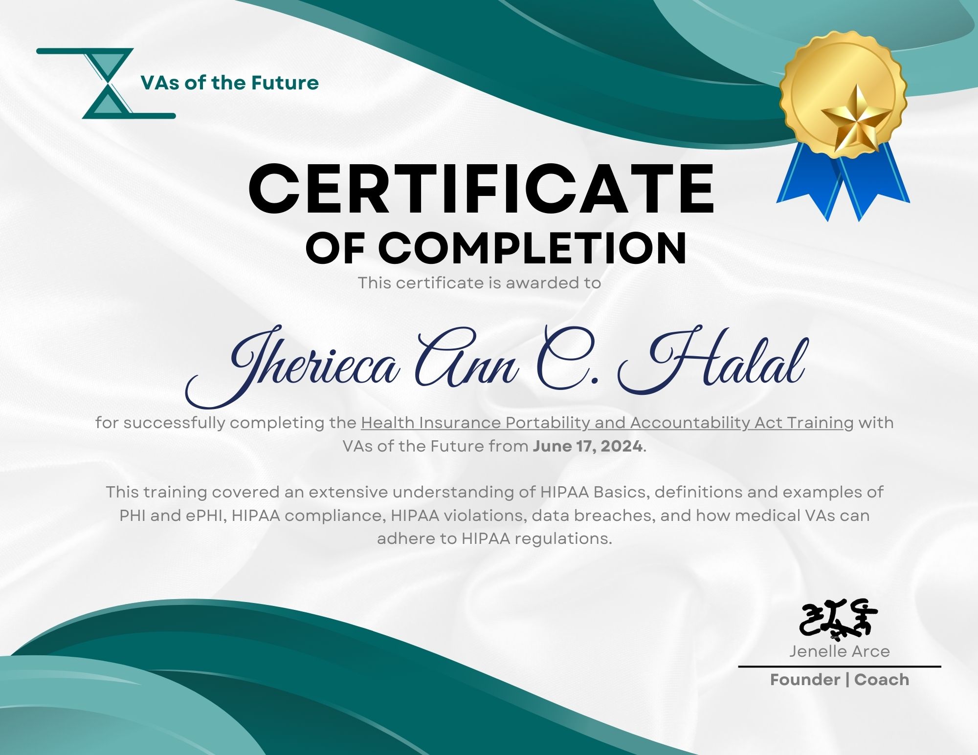 MedVa Health Insurancce Certificate