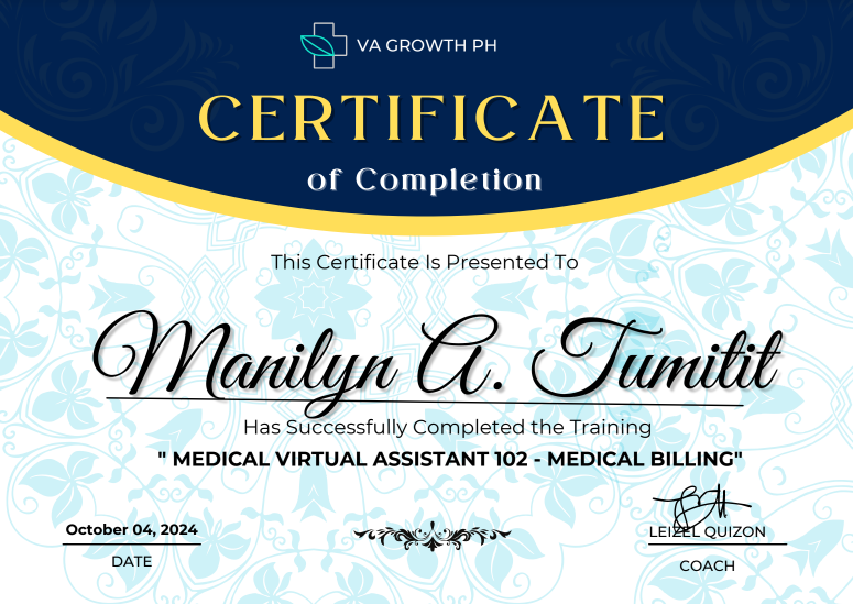 MEDICAL VA 102-MEDICAL BILLING CERTIFICATE