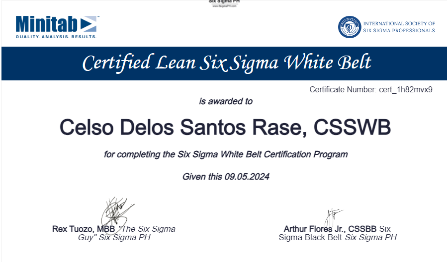 Certified Lean Six Sigma white Belt