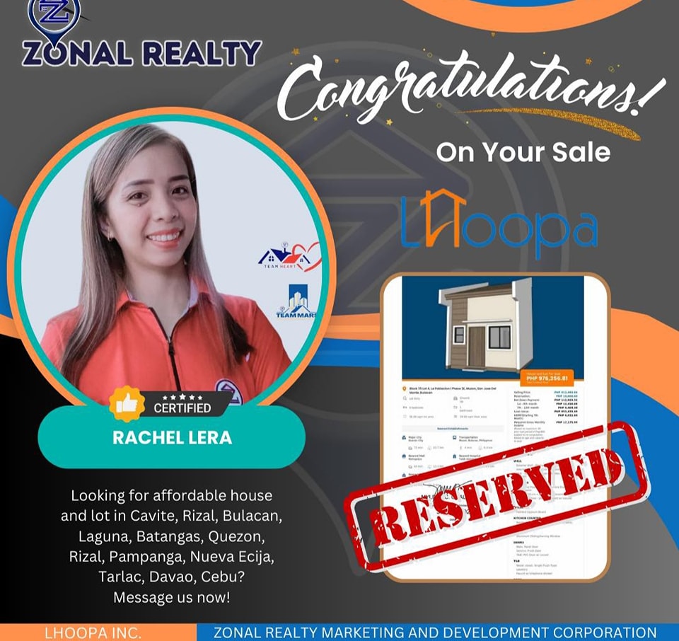 Certification: 1 House and Lot sold