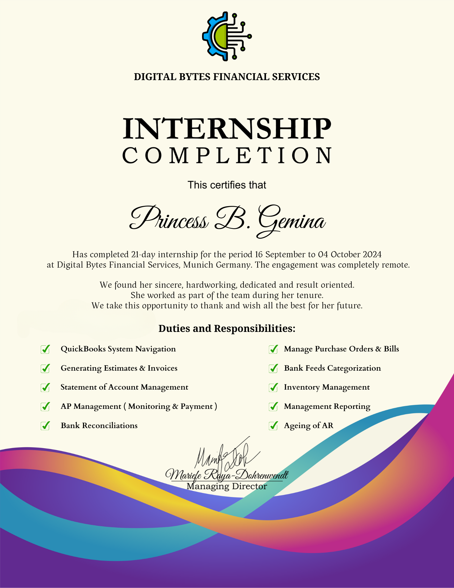 QuickBooks Internship Completion