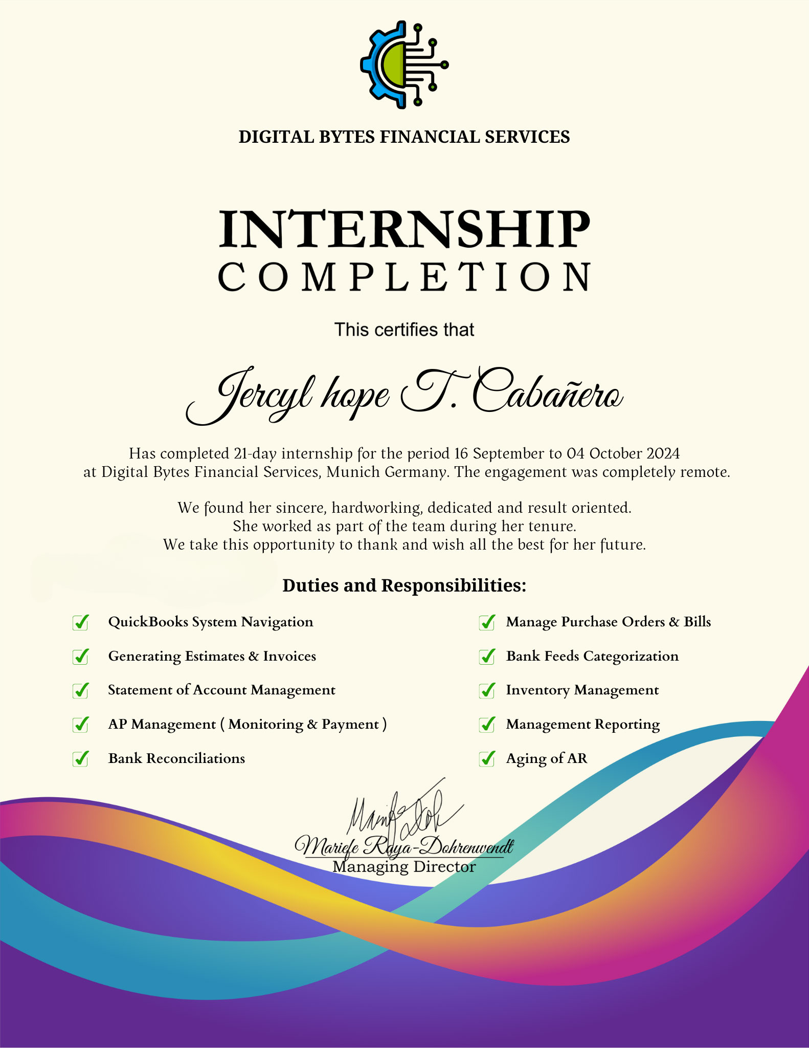 Digital Bytes Financial Services _ Internship Completion