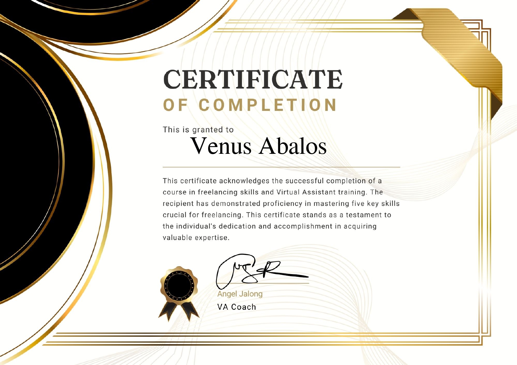 Virtual Assistant Certificate