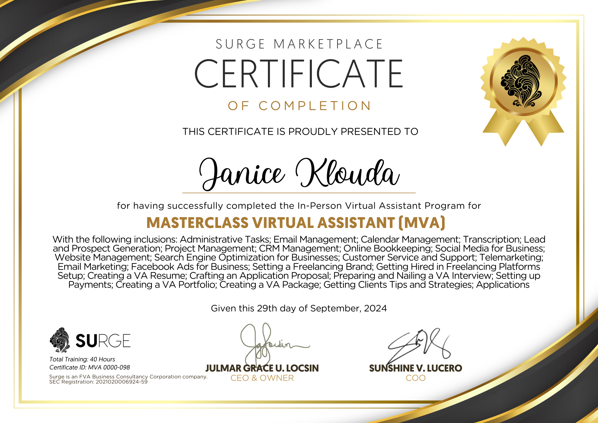 Masterclass Virtual Assistant