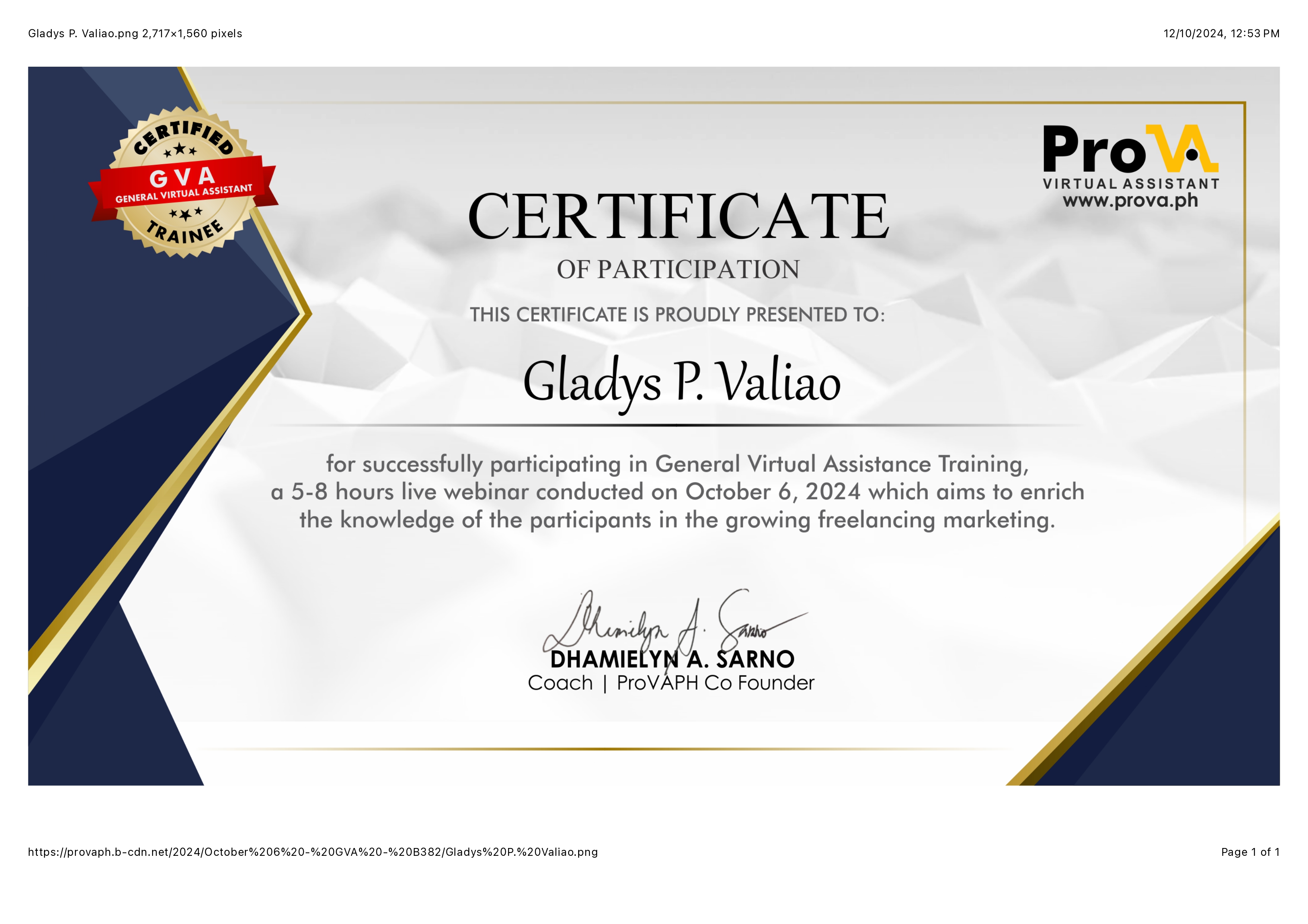 General VA Cert Traning