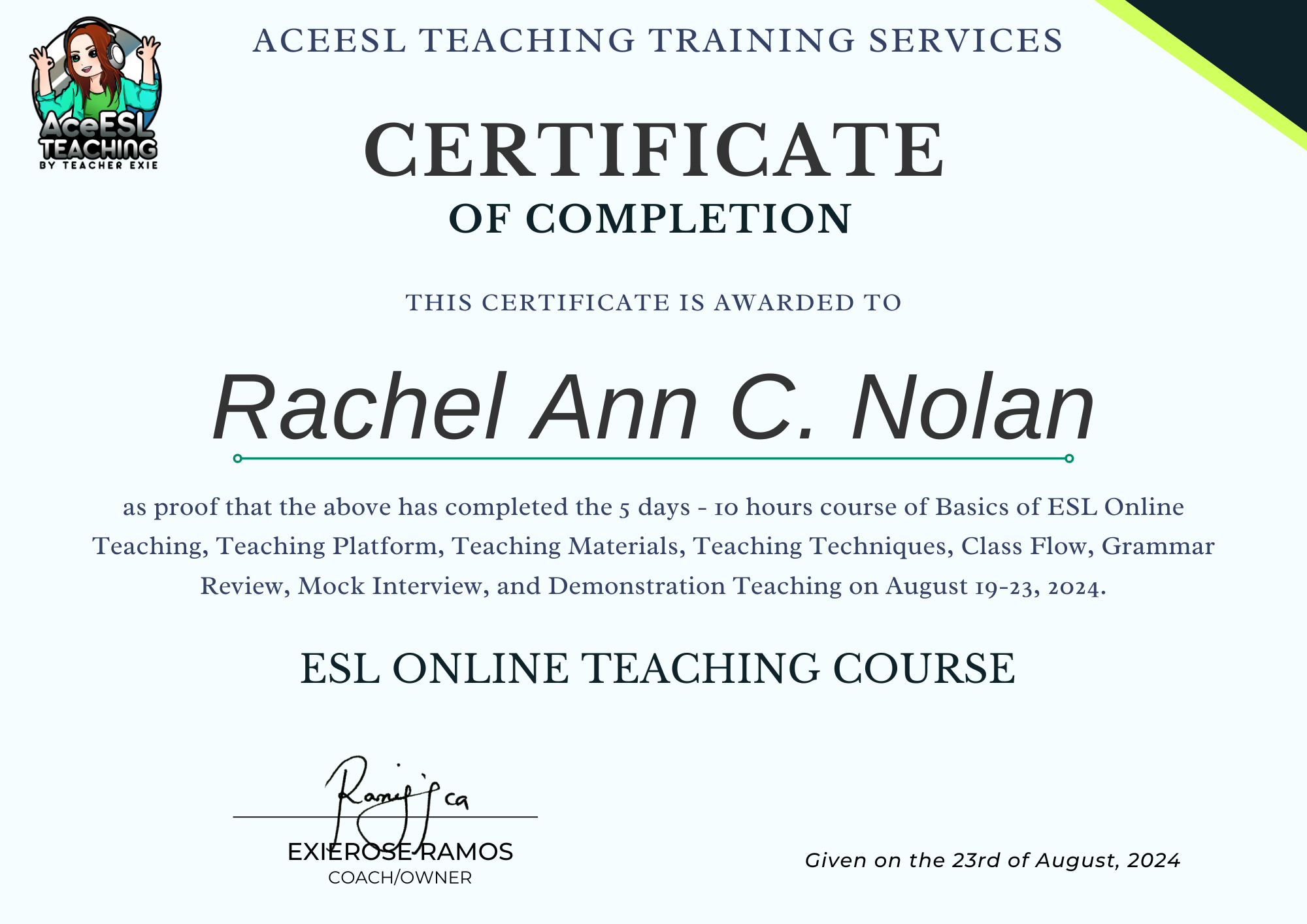 ESL Certificate