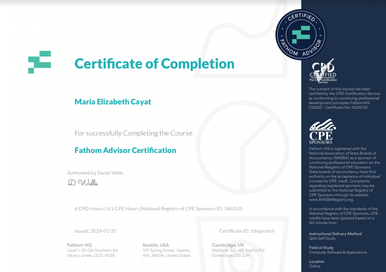 Certificate of Completion