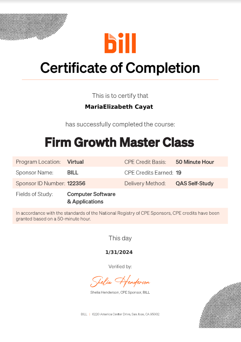 Certificate of Completion