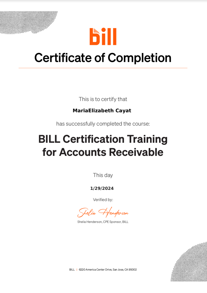 Certificate of Completion