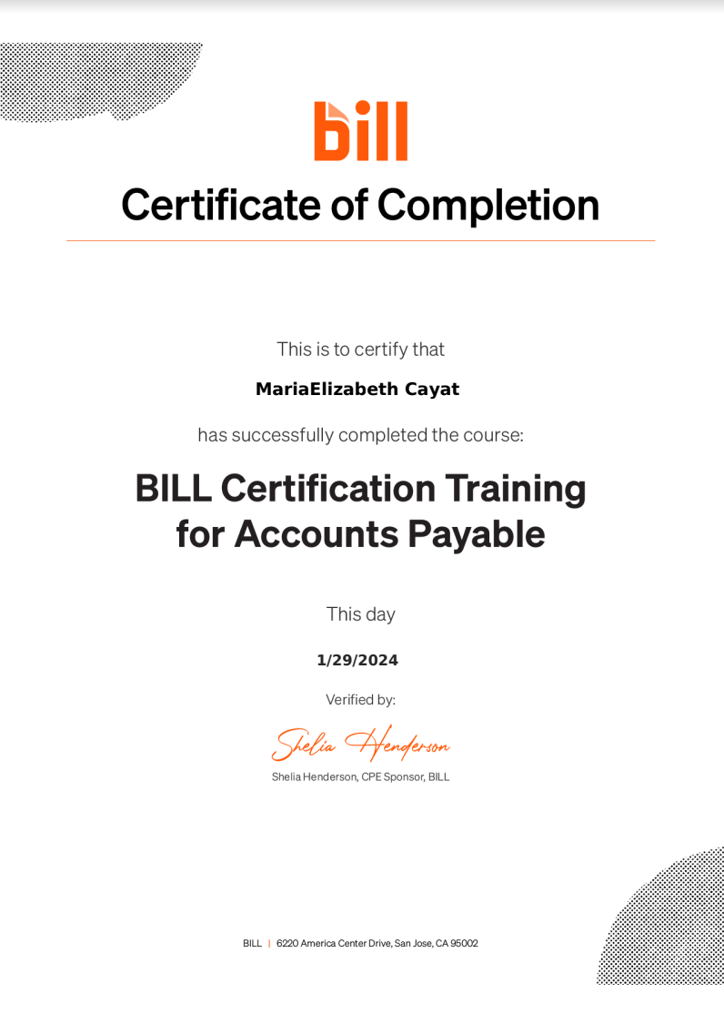 Certificate of Completion