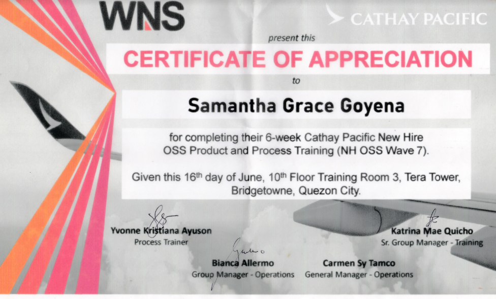 Certificate of Training