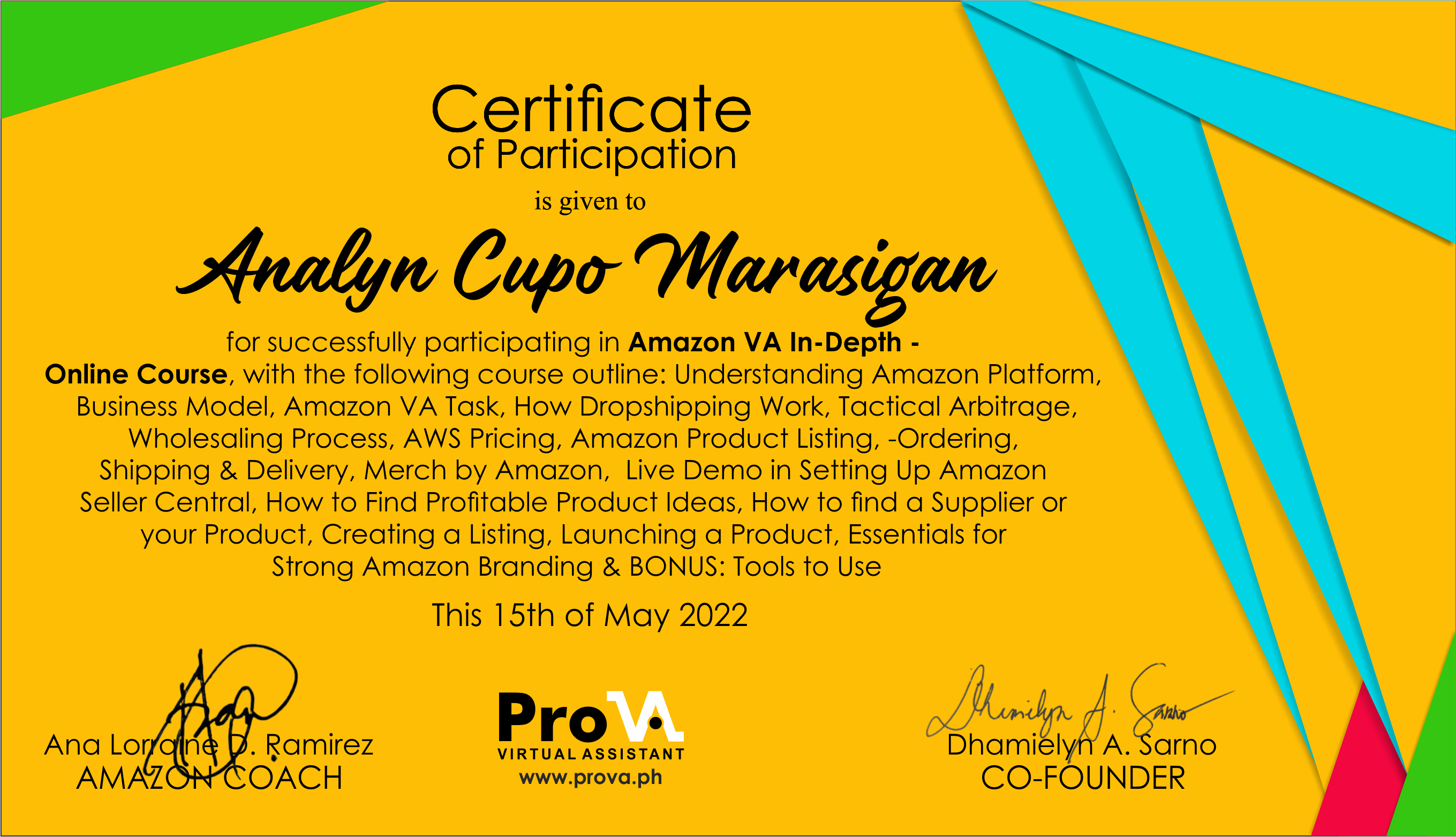 Amazon VA Certificate