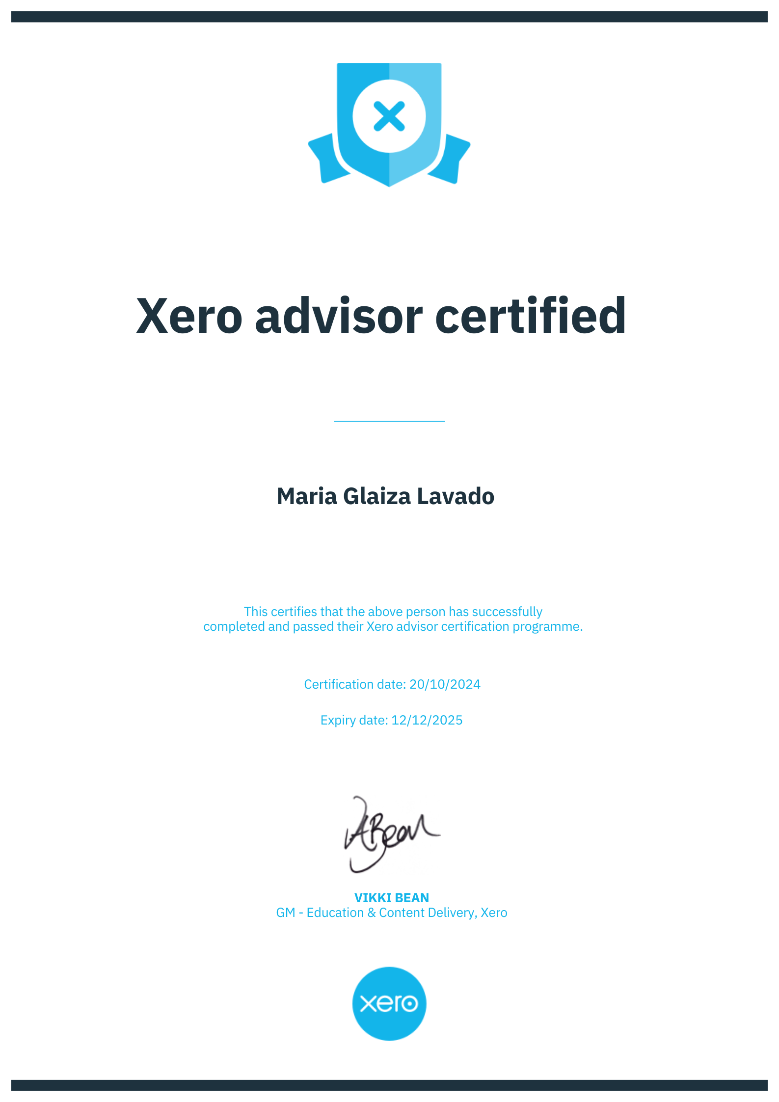 XERO Advisor Certificate