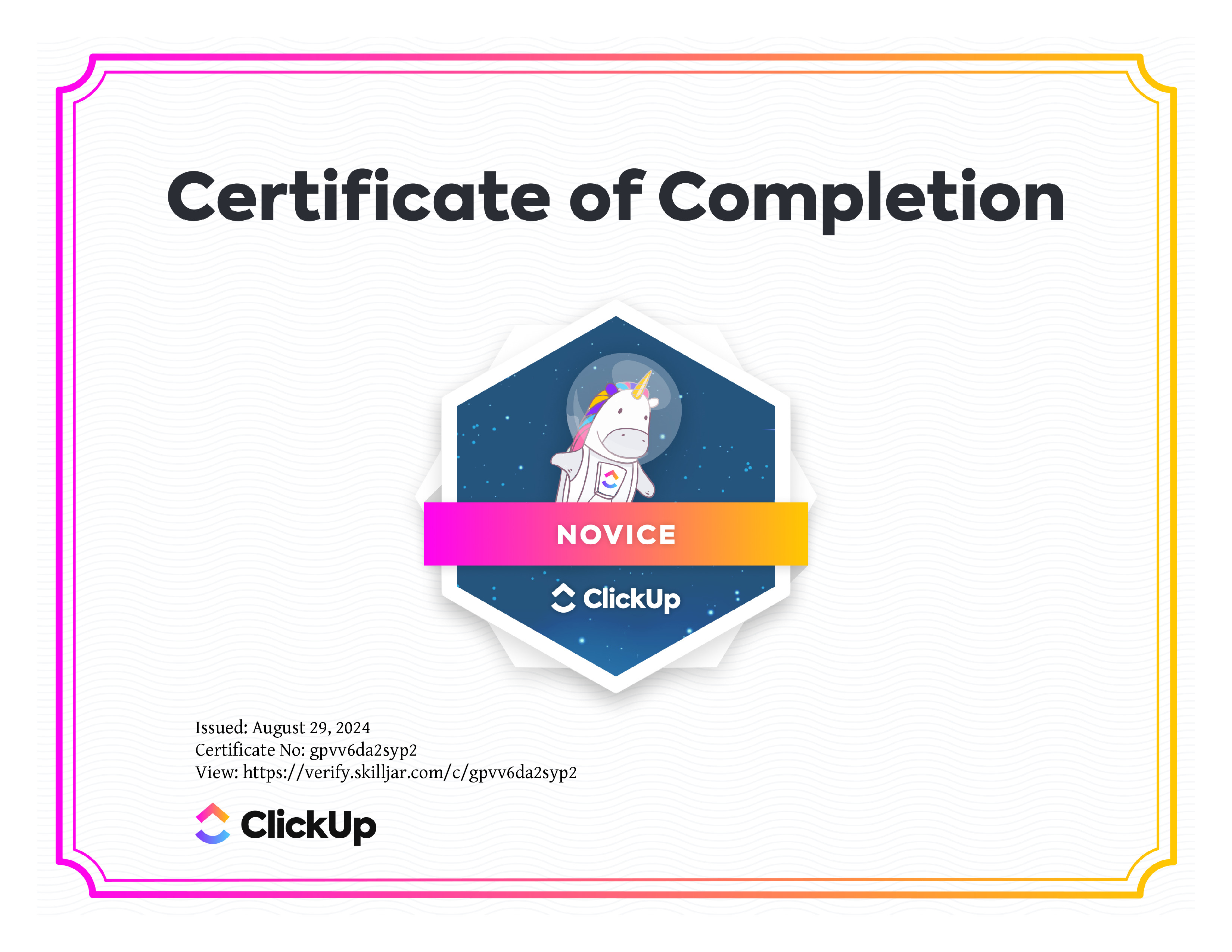 ClickUp Certificate