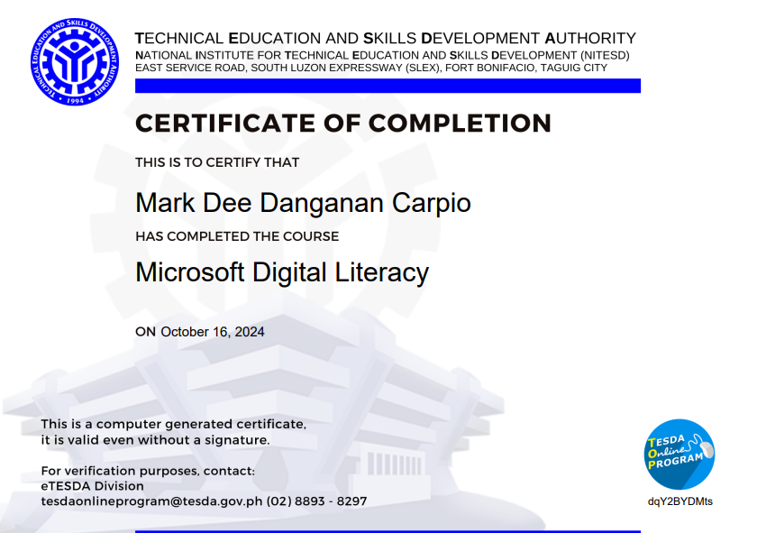 TESDA Microsoft Digital Literacy