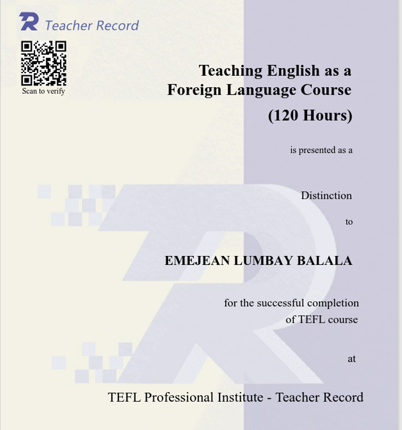 TEFL Cert.