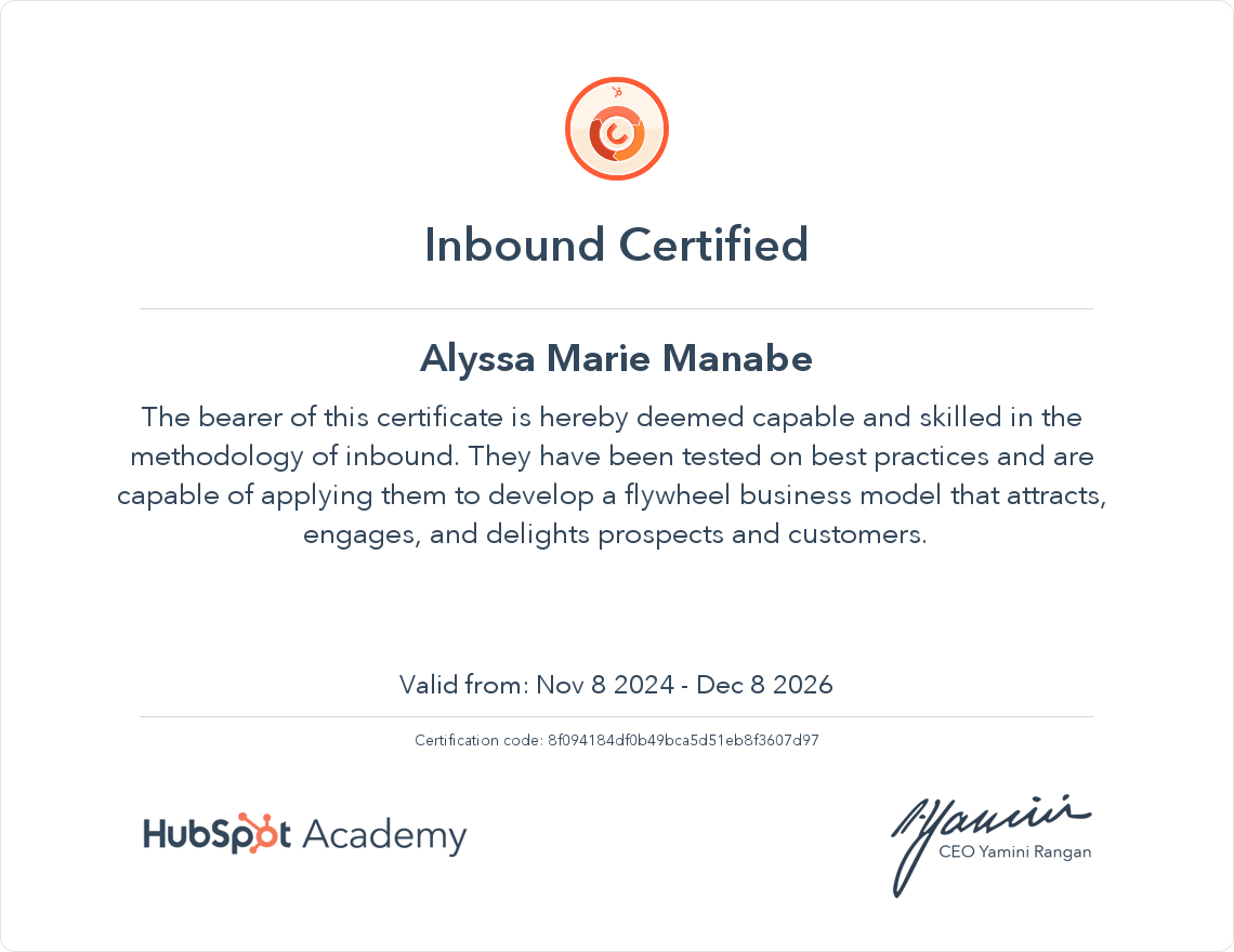 Inbound Certificate