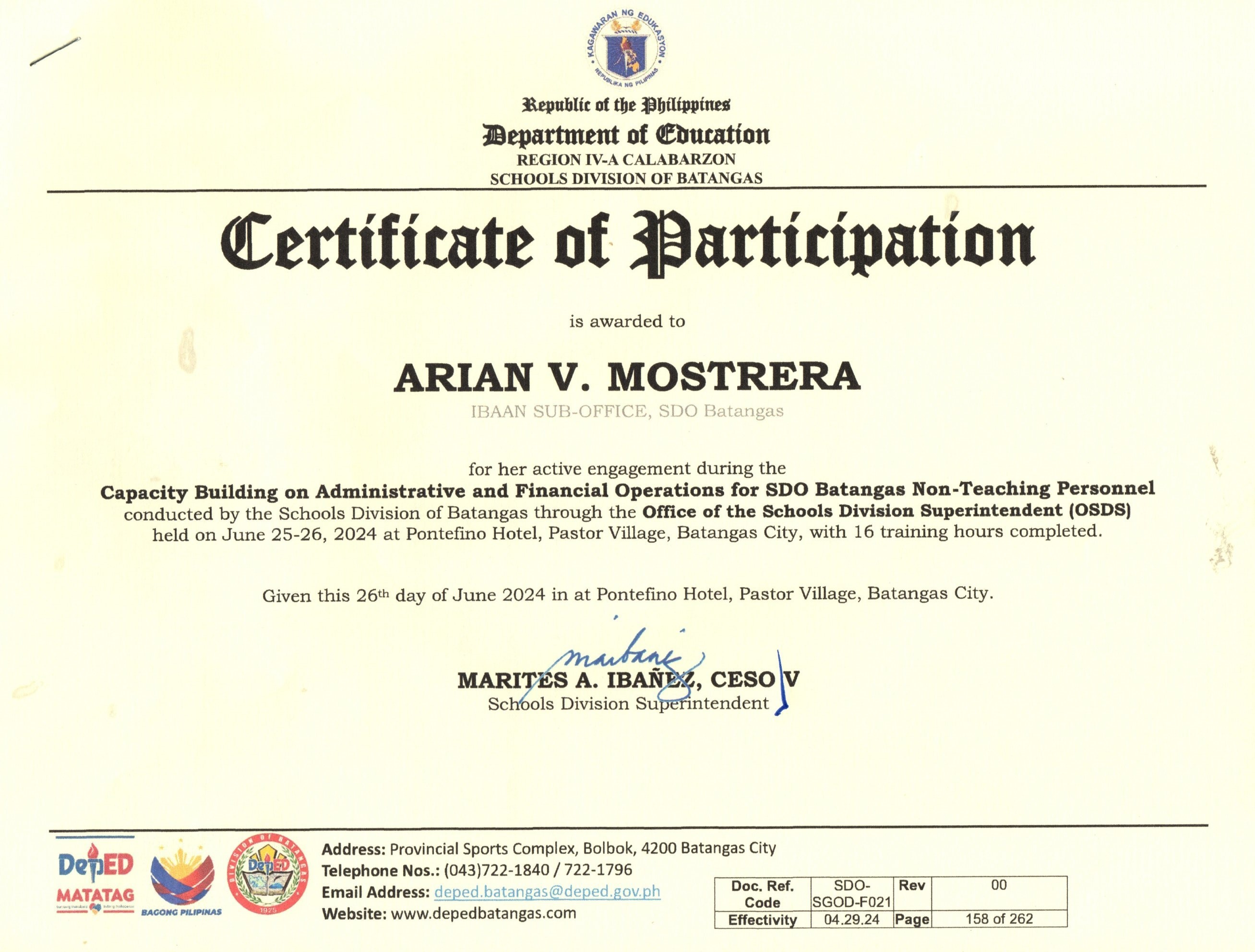 Capacity Building on Administrative and Financial Operations