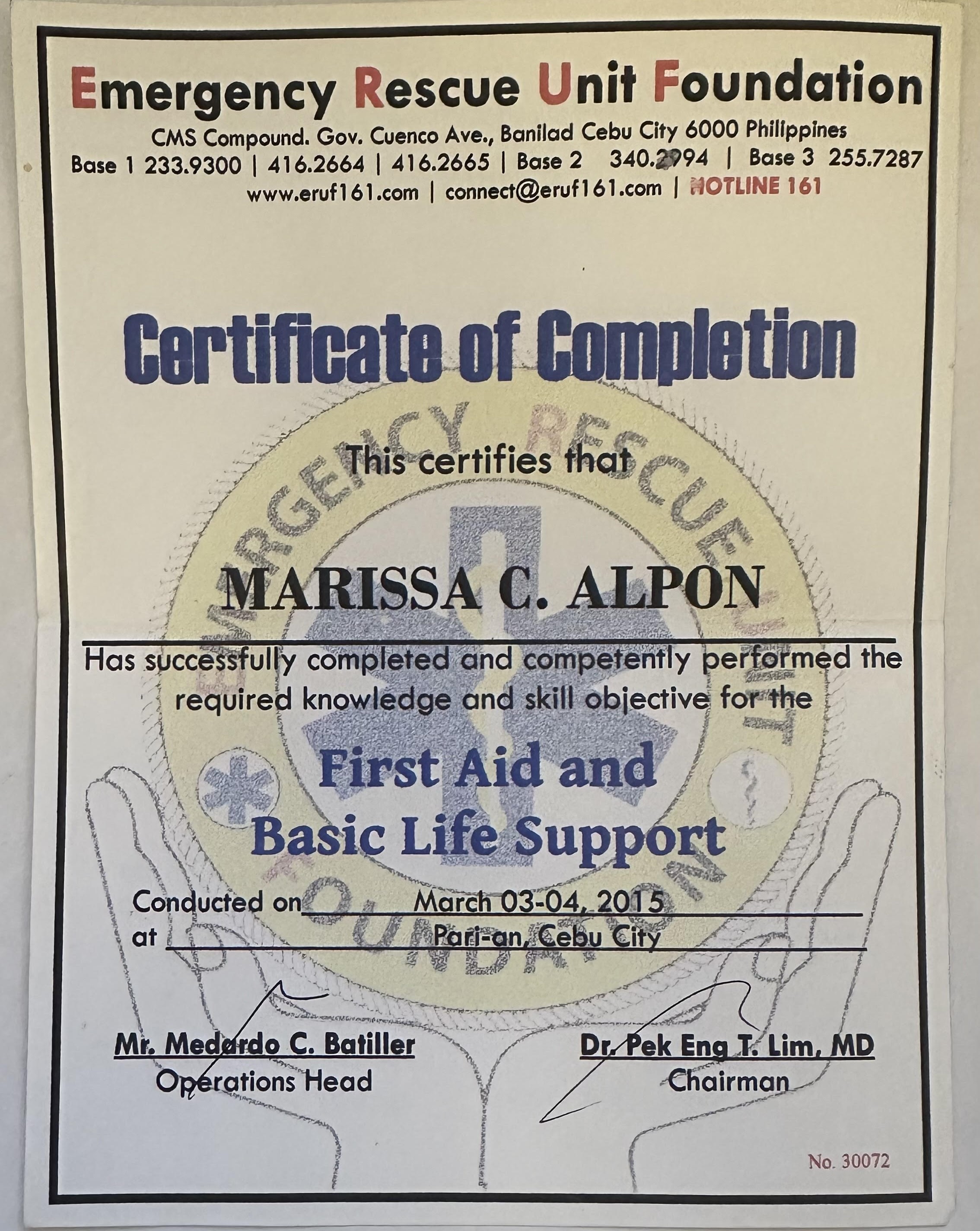 First Aid CPR Certified