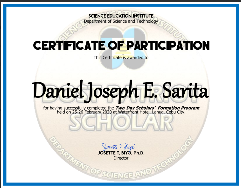 Certificate of Participation