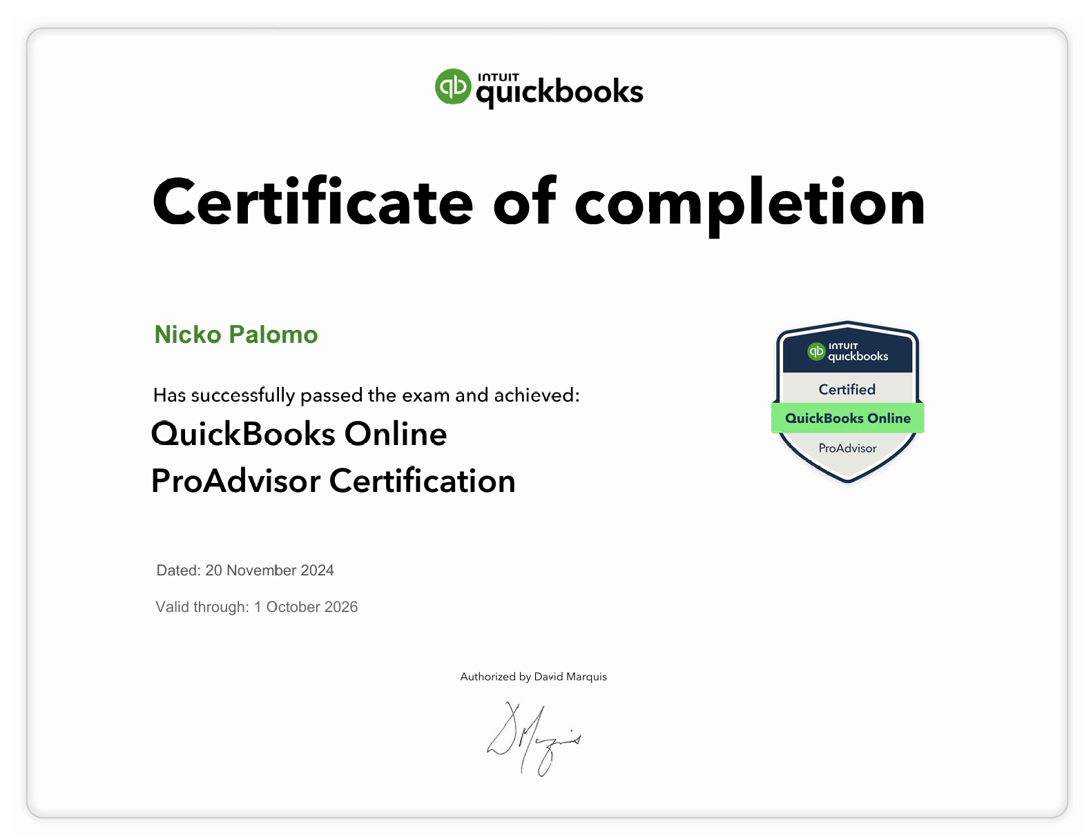 QuickBooks Online ProAdvisor Certification