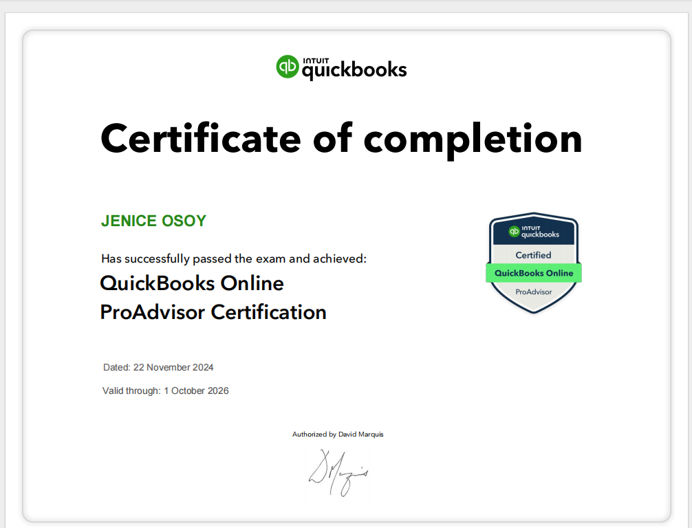 QuickBooks Online ProAdvisor Certification