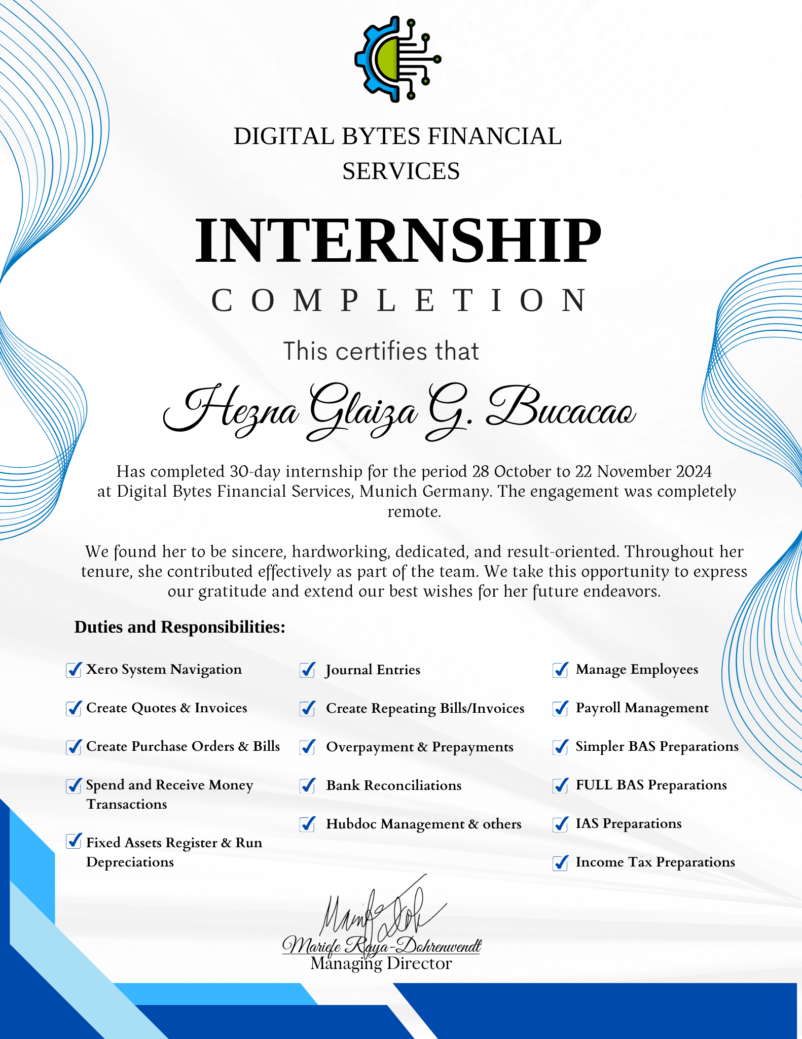 Internship Certificate