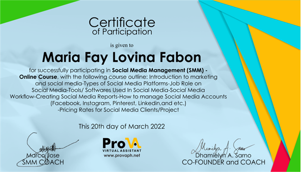 Certificate of Participation