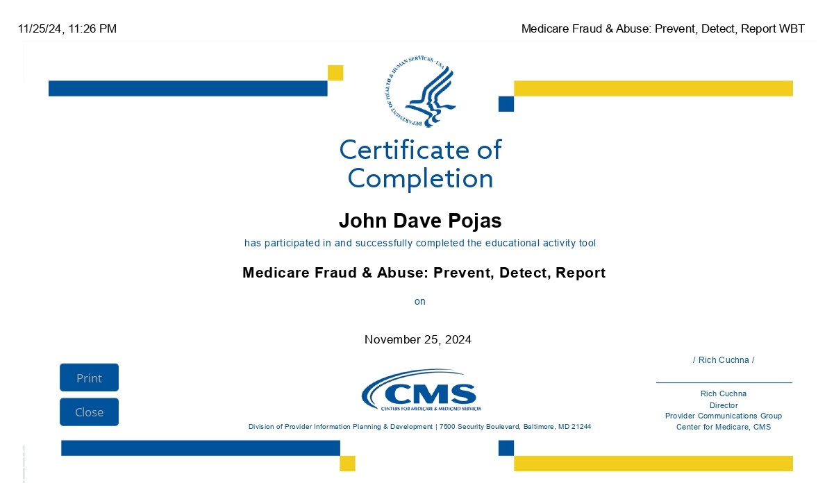 Medicare Fraud & Abuse_ Prevent, Detect, Report Cert.