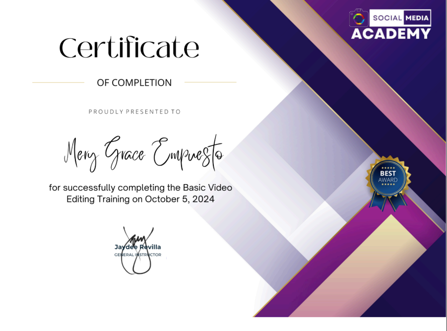 Basic Video Editing Certificate