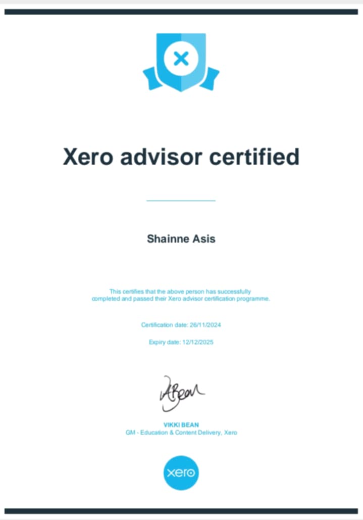 Xero Certificate