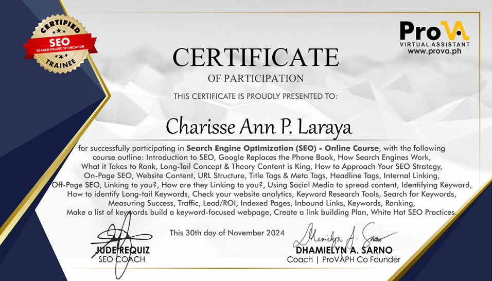 Search Engine Optimization Certificate