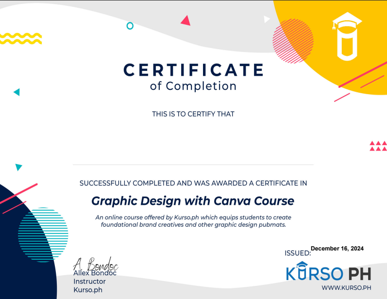 Certificate if Completion - Graphic Design