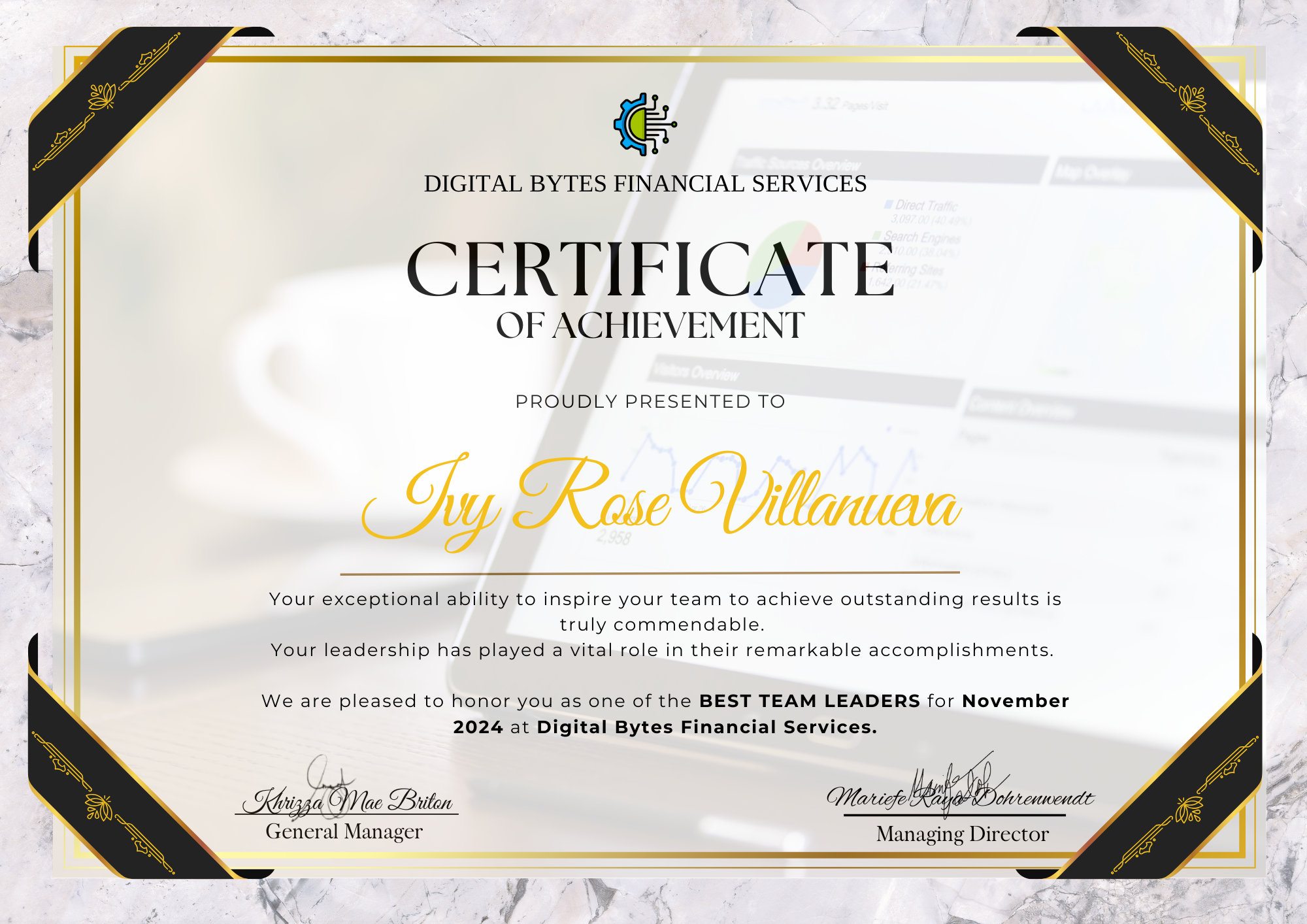 Best Team Leader Certificate