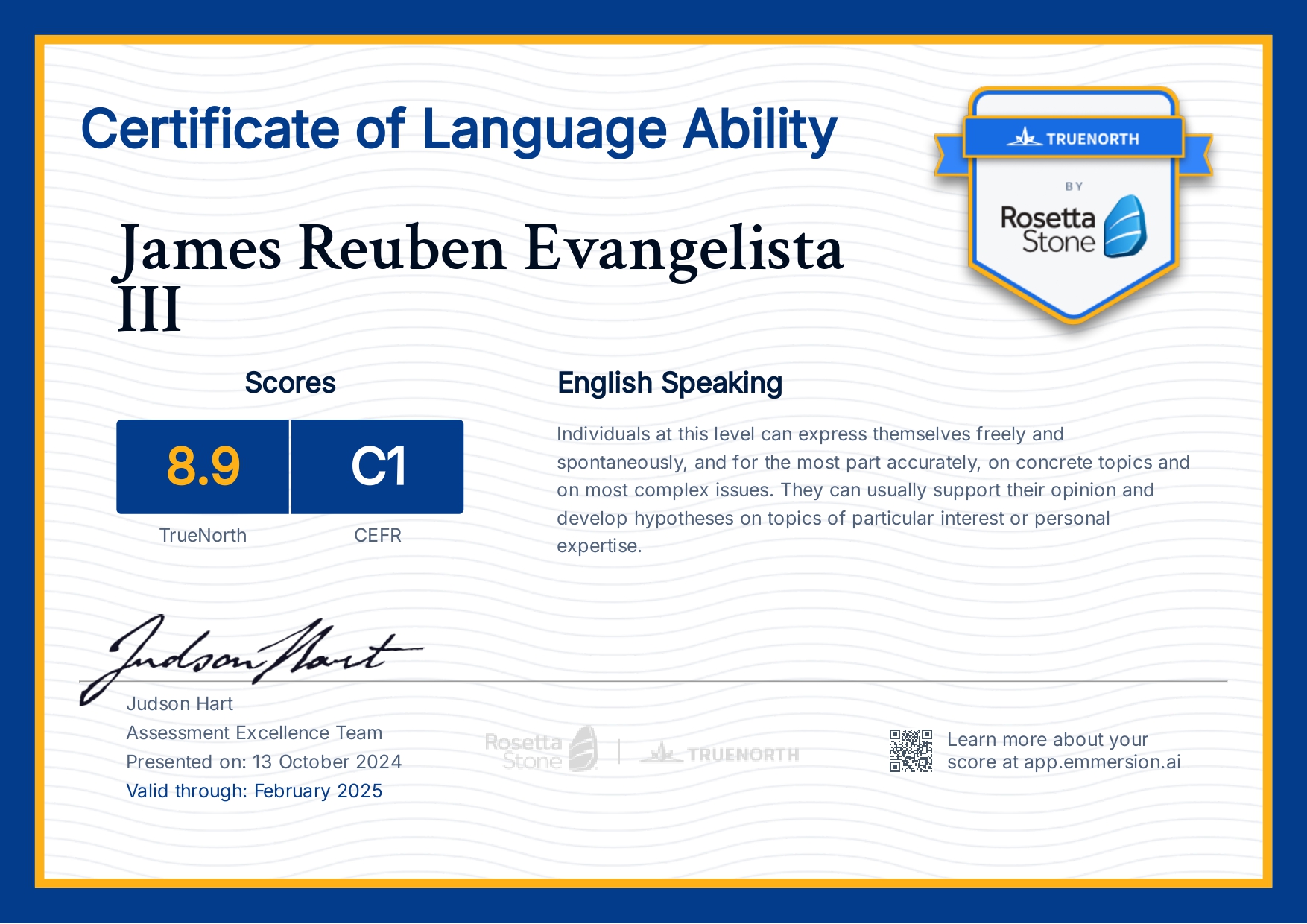 Certificate of Language Ability