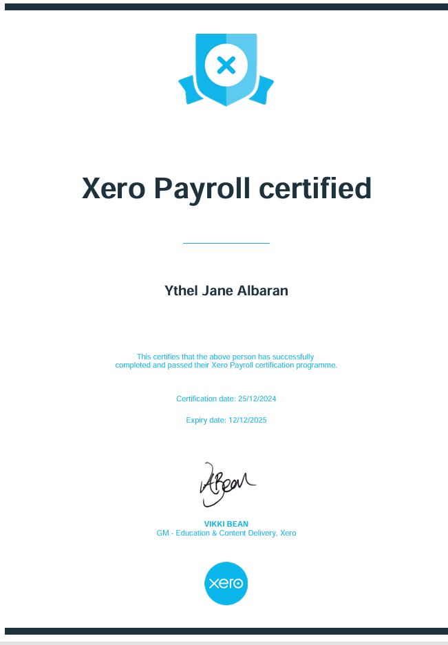 Xero Payroll Certified