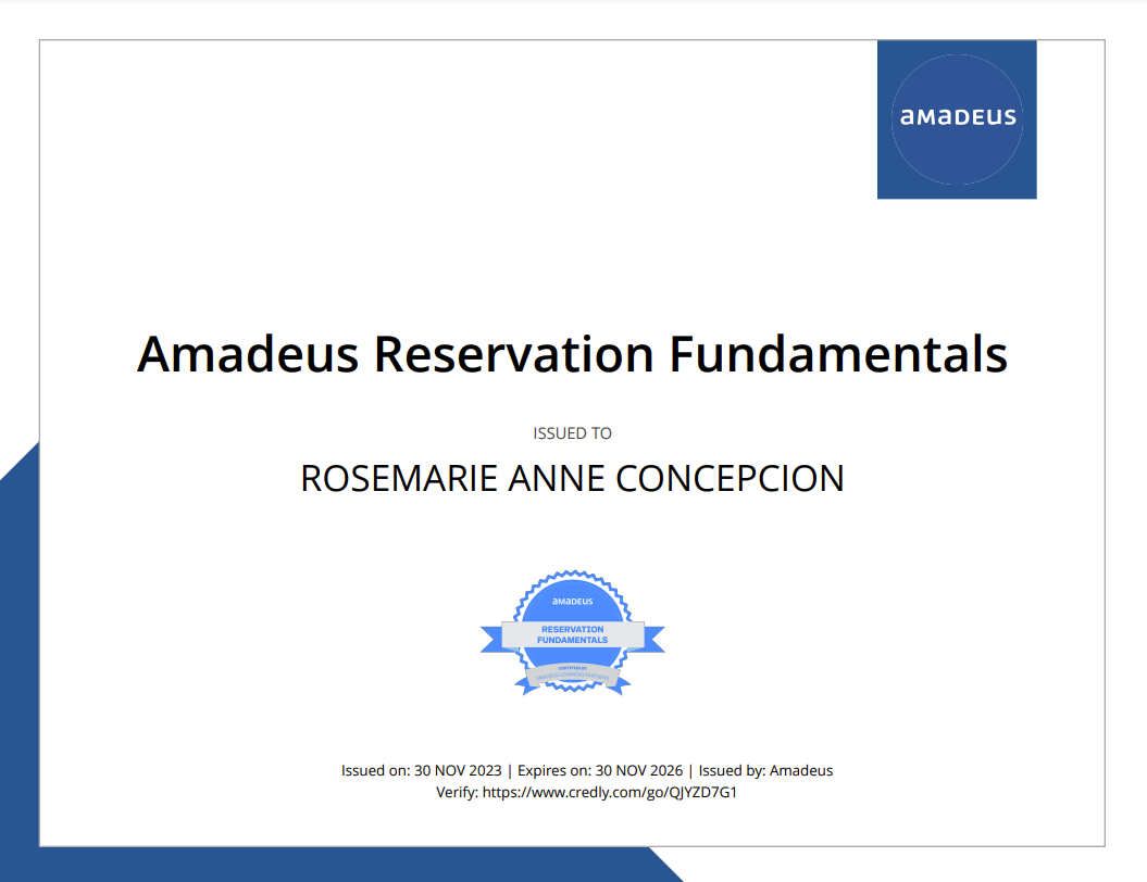 Amadeus Certificate