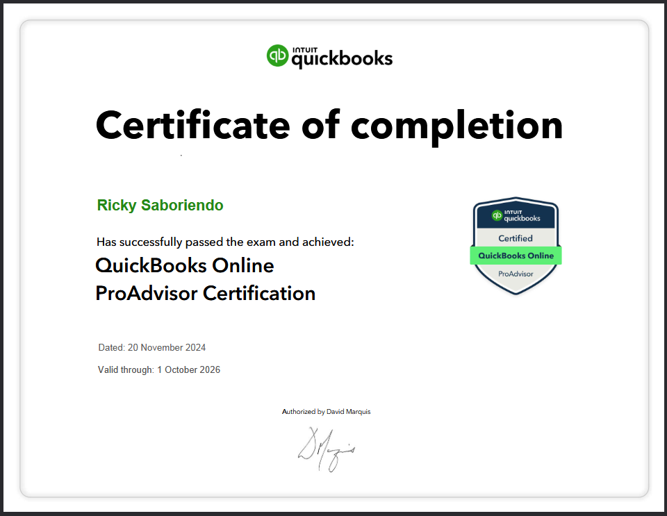 Quickbooks ProAdvisor Certification