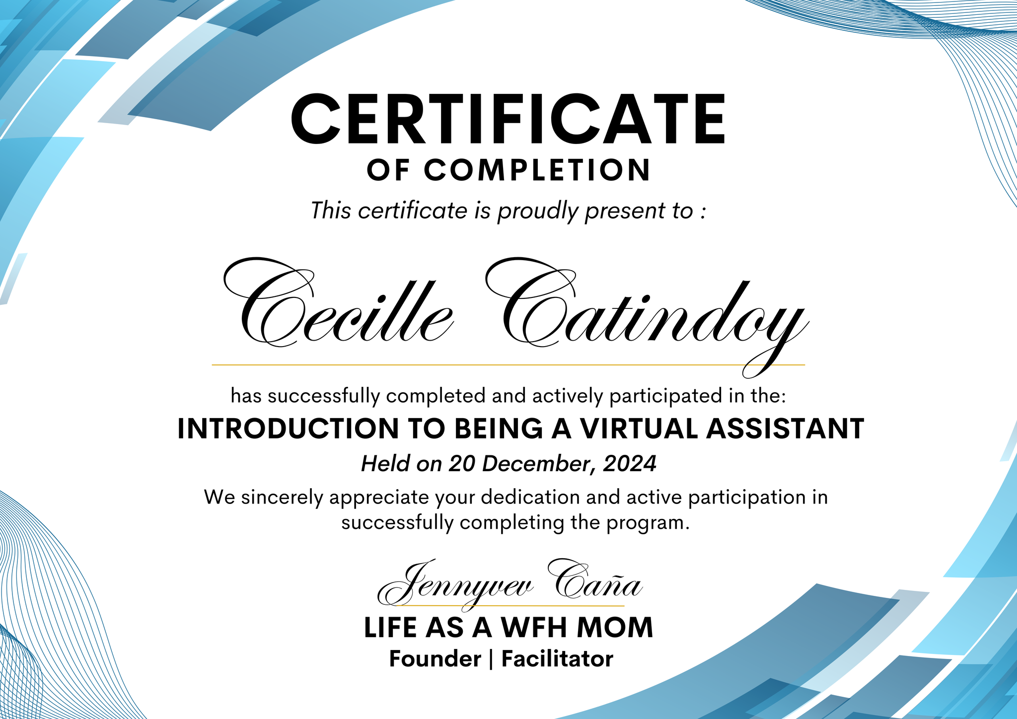 Certificate of Completion