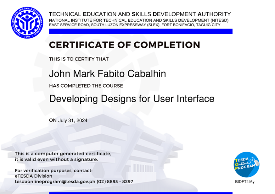 Certificate of Completion