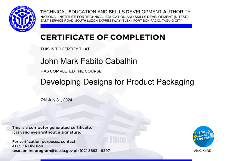 Certificate of Completion