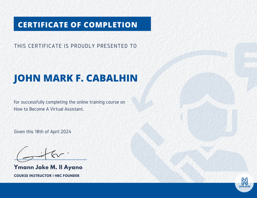 Certificate of Completion